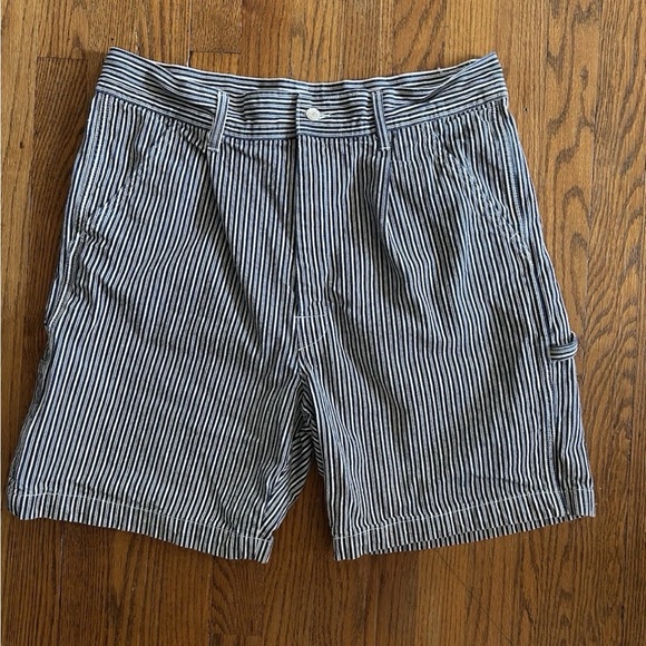 Japan Hickory Stripe Indigo Workwear Shorts
